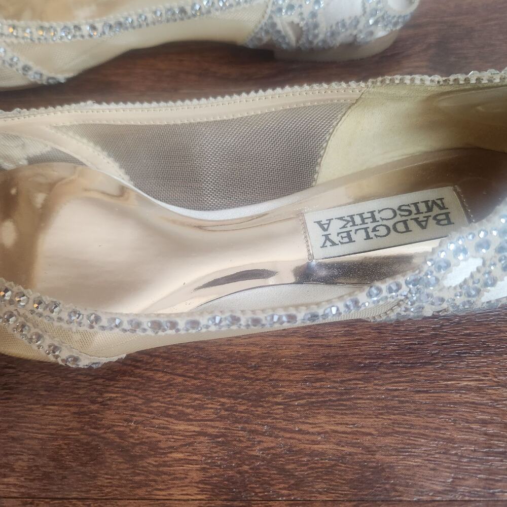 BHLDN Badgley Mischka Gigi Ballet Slippers Bridal Sparkly Pointed Toe, Size 5 - Picture 8 of 10
